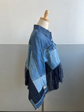 Load image into Gallery viewer, Hand-Woven Upcycled Denim Patchwork Jacket