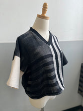 Load image into Gallery viewer, Four-Sided Handwoven V-neck Blouse Onyx