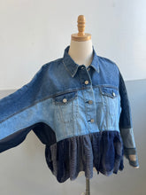 Load image into Gallery viewer, Hand-Woven Upcycled Denim Patchwork Jacket