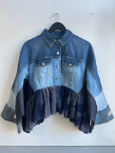 Load image into Gallery viewer, Hand-Woven Upcycled Denim Patchwork Jacket