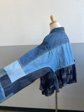 Load image into Gallery viewer, Hand-Woven Upcycled Denim Patchwork Jacket