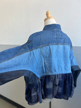 Load image into Gallery viewer, Hand-Woven Upcycled Denim Patchwork Jacket
