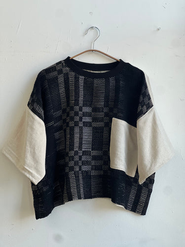 Hand-Woven Blouse Graphite Ecru