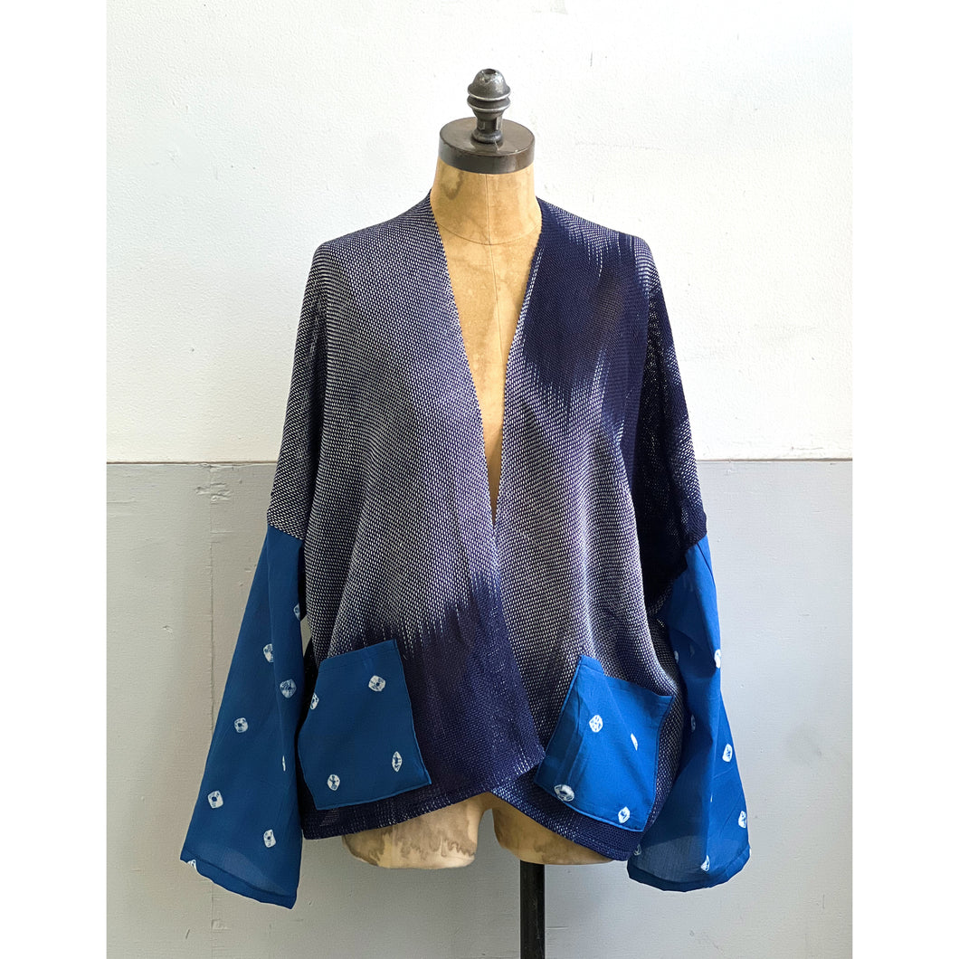 Woven & Shibori Dye Koromo Jacket Indigo