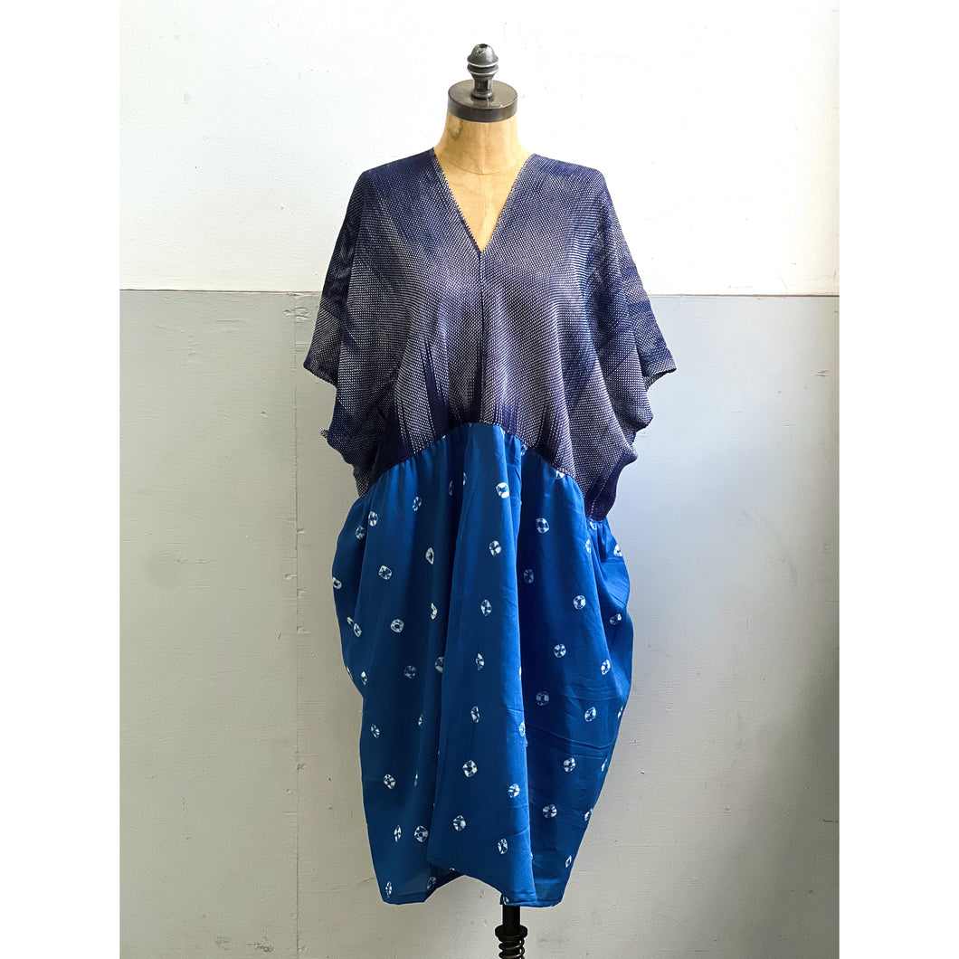 Handwoven & Shibori Sleek Dress Indigo