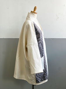 Handwoven Haori graphite Ecru