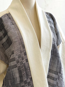 Handwoven Haori graphite Ecru