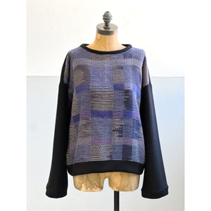 Hand-Woven & Jersey Knit Sweater Purple