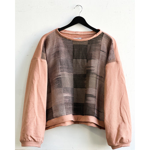 Hand-Woven & Jersey Knit Sweater Rose Clay