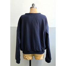 Load image into Gallery viewer, Hand-Woven &amp; Jersey Knit Sweater Indigo