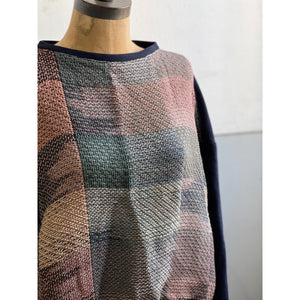 Hand-Woven & Jersey Knit Sweater Indigo