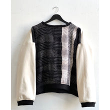 Load image into Gallery viewer, Hand-Woven &amp; French Terry Knit Sweater Ivory