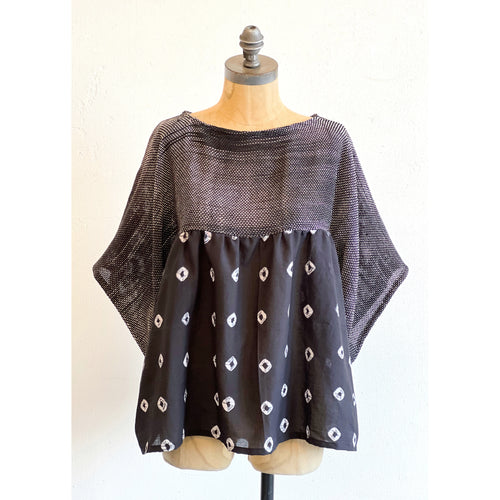 Handwoven & Shibori Ruffle Blouse