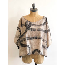 Load image into Gallery viewer, Japanese Calligraphy Style Blouse / Hand Drawn &amp; Tannin