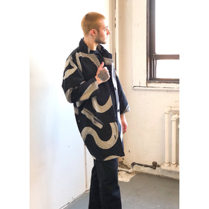 Hand-drawn Textile Duster Coat