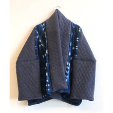 Load image into Gallery viewer, Shibori-dyed &amp; Quilted Fabric Kimono Coat Indigo